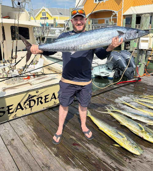 Sea Dream angler with nice wahoo he caught out of Hatteras.