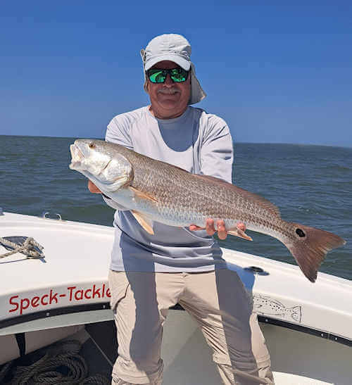 Red drum caught light tackle fishing on Speck-Tackler.