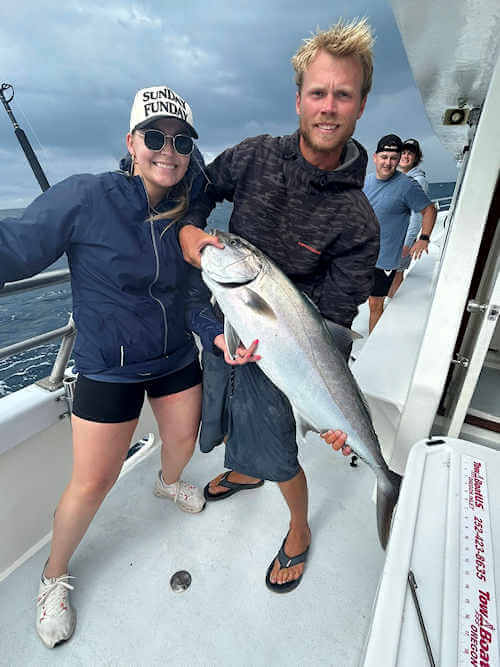 Giant amberjack on Stormy Petrel.