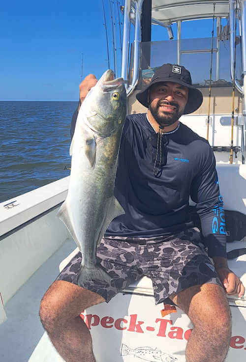 Hatteras soundside angler with a nice bluefish.