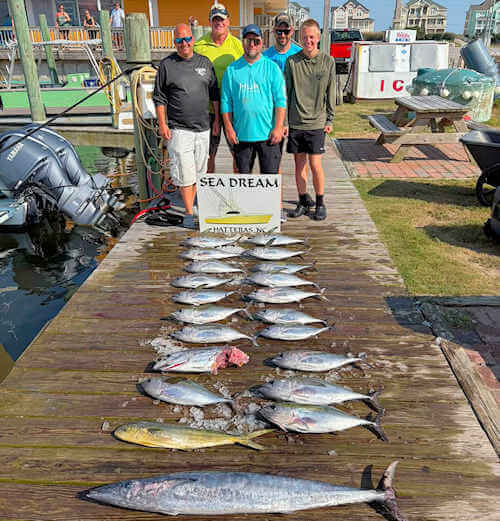 Sea Dream Charters had a great catch of Hatteras on blackfin tuna and mahi and a wahoo.